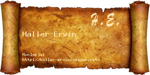 Haller Ervin névjegykártya